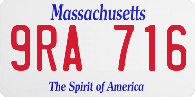 MA license plate 9RA716