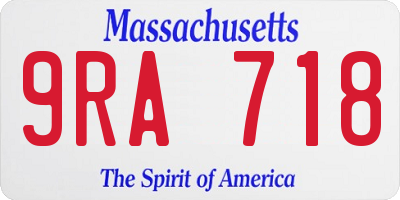 MA license plate 9RA718