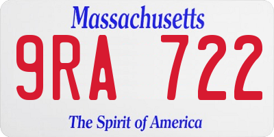 MA license plate 9RA722