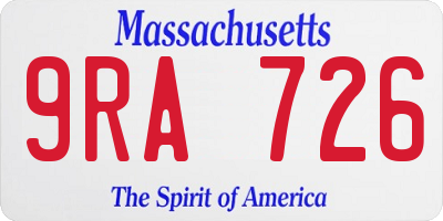MA license plate 9RA726