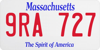 MA license plate 9RA727