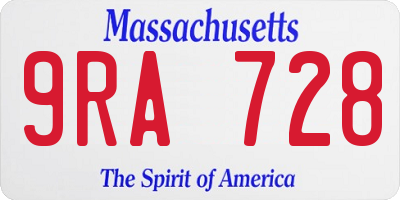 MA license plate 9RA728