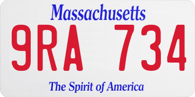 MA license plate 9RA734