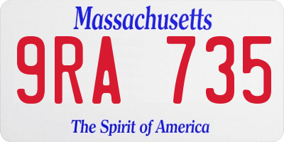 MA license plate 9RA735