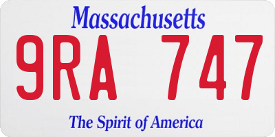 MA license plate 9RA747