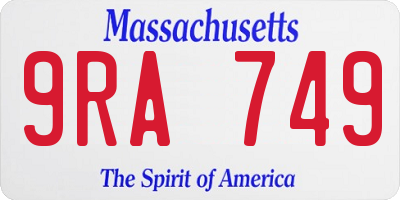MA license plate 9RA749
