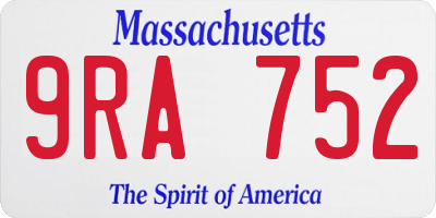 MA license plate 9RA752