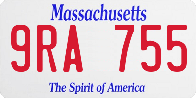 MA license plate 9RA755