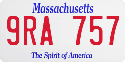 MA license plate 9RA757