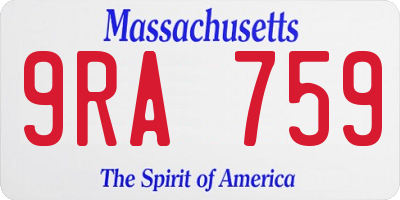 MA license plate 9RA759