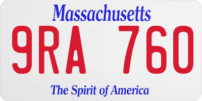 MA license plate 9RA760