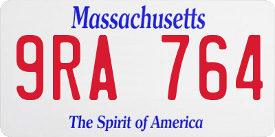 MA license plate 9RA764