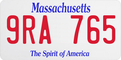 MA license plate 9RA765