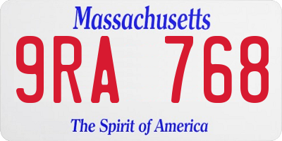 MA license plate 9RA768