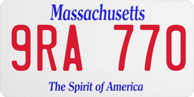 MA license plate 9RA770