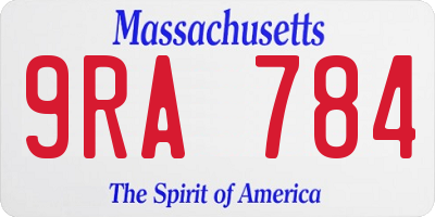 MA license plate 9RA784
