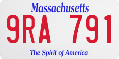 MA license plate 9RA791