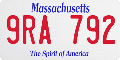 MA license plate 9RA792