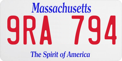 MA license plate 9RA794