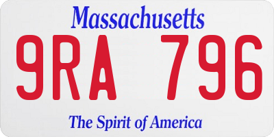MA license plate 9RA796