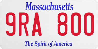 MA license plate 9RA800
