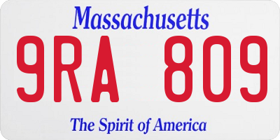 MA license plate 9RA809