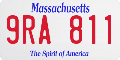 MA license plate 9RA811