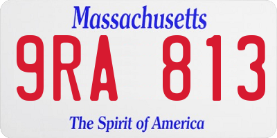 MA license plate 9RA813