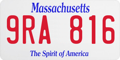 MA license plate 9RA816