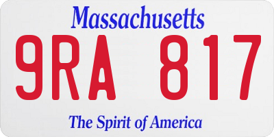 MA license plate 9RA817