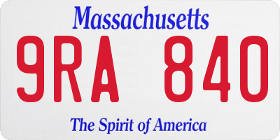 MA license plate 9RA840