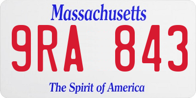 MA license plate 9RA843