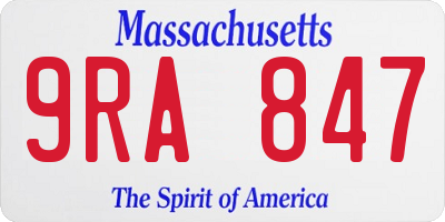 MA license plate 9RA847
