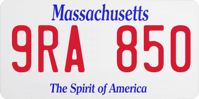 MA license plate 9RA850