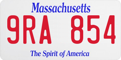 MA license plate 9RA854