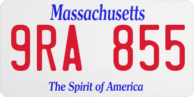 MA license plate 9RA855