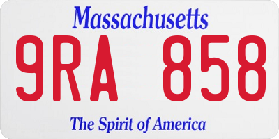 MA license plate 9RA858