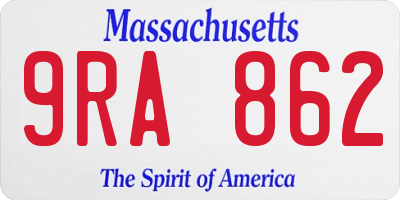 MA license plate 9RA862