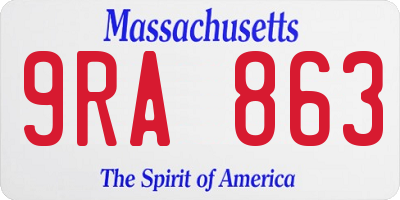 MA license plate 9RA863
