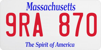 MA license plate 9RA870