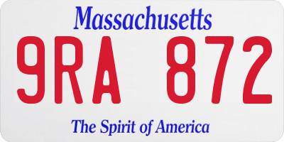 MA license plate 9RA872