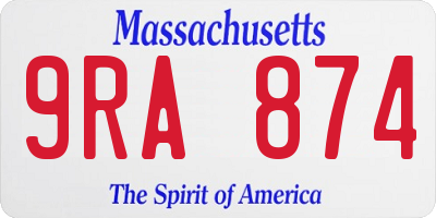 MA license plate 9RA874