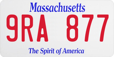 MA license plate 9RA877