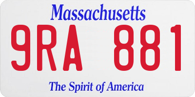 MA license plate 9RA881