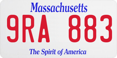 MA license plate 9RA883