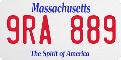 MA license plate 9RA889