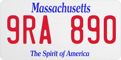 MA license plate 9RA890