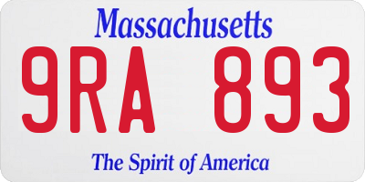 MA license plate 9RA893