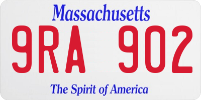 MA license plate 9RA902
