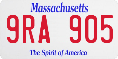 MA license plate 9RA905